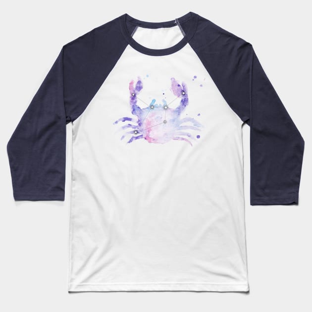 Cancer Galaxy Watercolor Baseball T-Shirt by Dbaudrillier